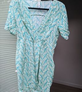 Mango turquoise pattern short dress medium